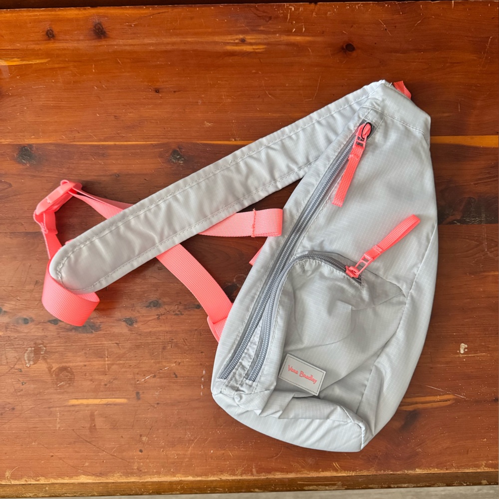 Vera Bradley Light Gray and Pink Backpack